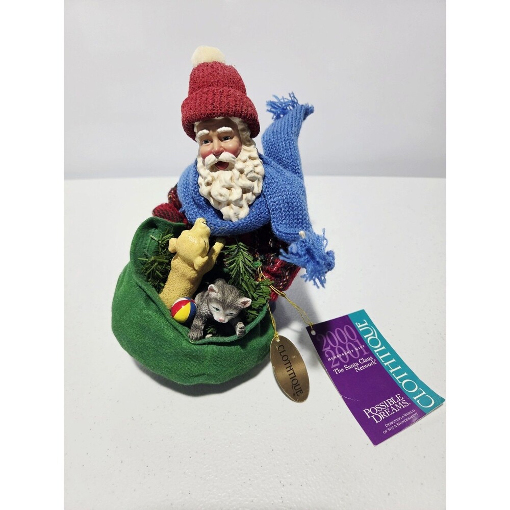 2000 Possible Dreams Clothtique Santa Club Members Gift Fuzzy Friends 7"